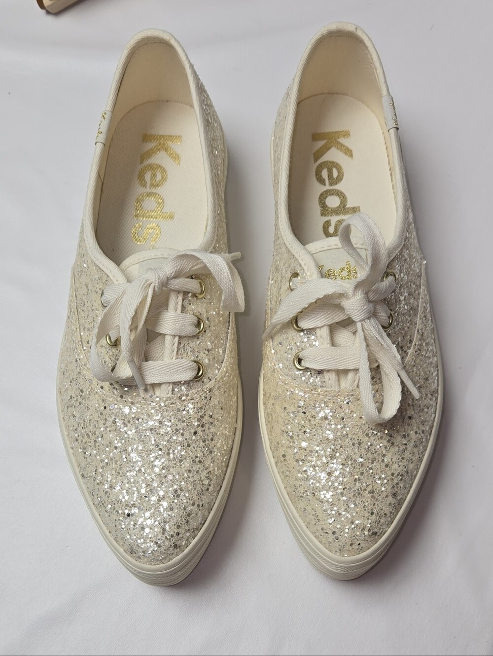 Kate Spade Keds Women's Platform Glitter Lace-Up Sneakers - Champagne